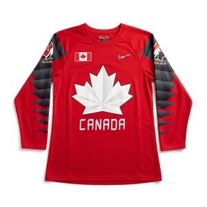 Nike Men’s Hockey Team Canada Red and Gray 3/4 Sleeve Shirt Small